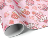 Cupcake Retro Valentine's Wrapping Paper Geschenkpapier (Rolleneckpunkt)