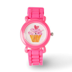 Cupcake Rosa Glitzer Mädchen Armbanduhr