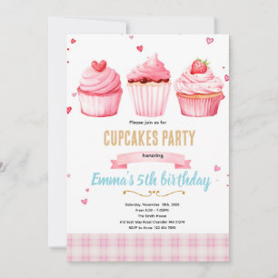 Cupcake-Rosa-Party-Themen-Einladung Einladung