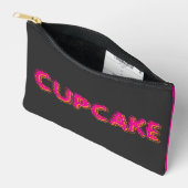 Cupcake Rosa Schwarzer Benutzerdefinierter Text Zubehörtasche (Offen)