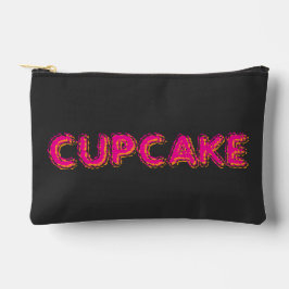 Cupcake Rosa Schwarzer Benutzerdefinierter Text Zubehörtasche