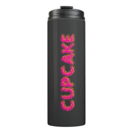 Cupcake Rosa Text Benutzerdefiniert Schwarz  Thermosbecher