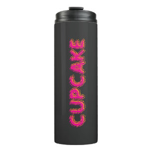 Cupcake Rosa Text Benutzerdefiniert Schwarz  Thermosbecher