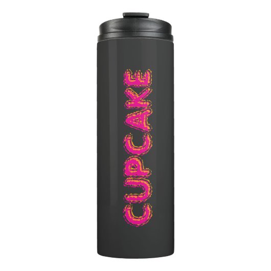 Cupcake Rosa Text Benutzerdefiniert Schwarz Thermosbecher (Vorderseite)