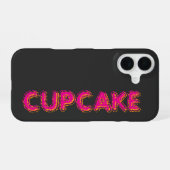 Cupcake Rosa Text Custom Schwarz iPhone 16 Hülle (Rückseite (Horizontal))