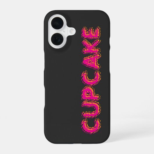 Cupcake Rosa Text Custom Schwarz iPhone 16 Hülle (Rückseite)