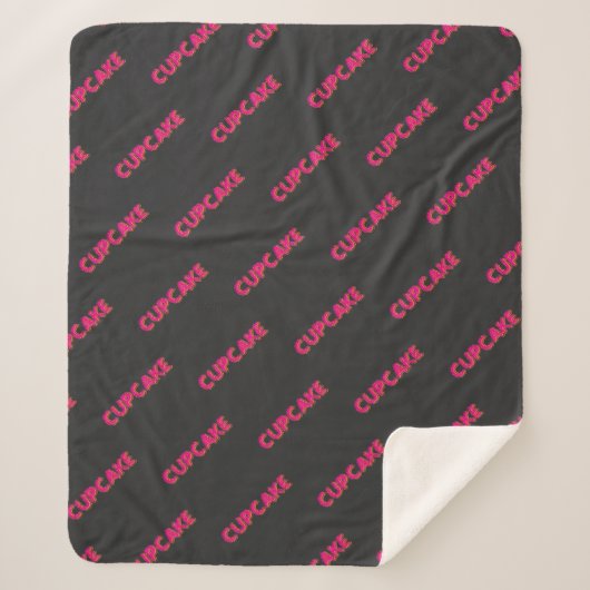Cupcake Rosa Text Custom Schwarz Sherpadecke (Vorderseite)