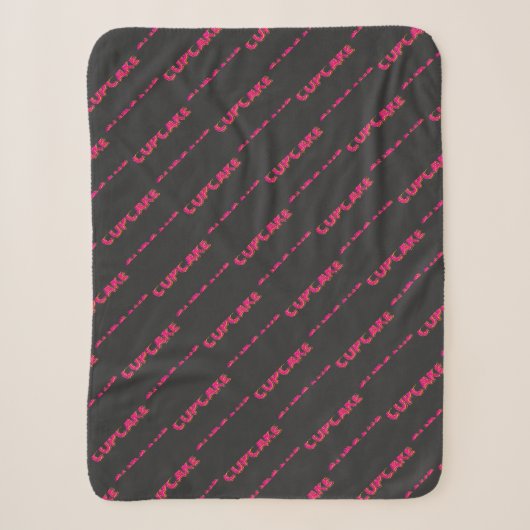 Cupcake Rosa Text Custom Schwarz Sherpadecke (Vorderseite)