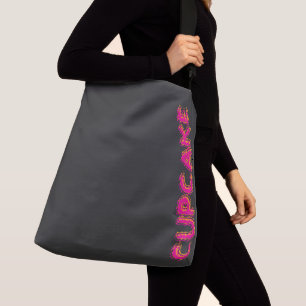 Cupcake Rosa Text Individuell Schwarz Tragetaschen Mit Langen Trägern