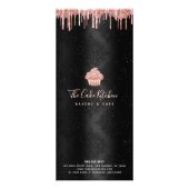 Cupcake Rose Gold Glitzer Bäckerei Koch Schwarzes Werbekarte (Hinten)