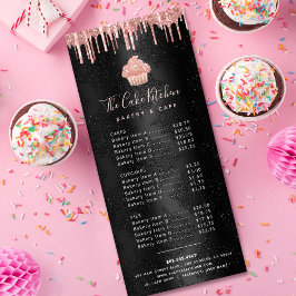 Cupcake Rose Gold Glitzer Bäckerei Koch Schwarzes  Werbekarte