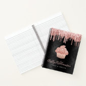 Cupcake Rose Gold Glitzer Tropfen Black Bakery Koc Notizblock (Innenseite)