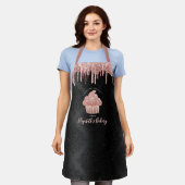 Cupcake Rose Gold Glitzer Tropfen Black Bakery Koc Schürze (Getragen)