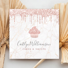 Cupcake Rose Gold Glitzer Tropfen Marmorbäckerei K Quadratische Visitenkarte