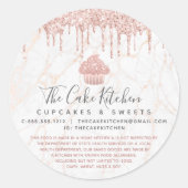 Cupcake Rose Gold Glitzer Tropfen Marmorbäckerei R Runder Aufkleber (Vorderseite)
