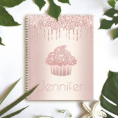 Cupcake Rose Gold Glitzer Tropfen Name glac modern Notizblock