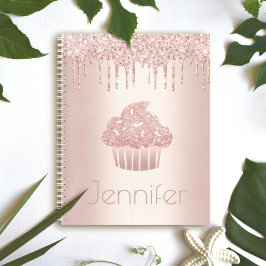 Cupcake Rose Gold Glitzer Tropfen Name glac modern Notizblock
