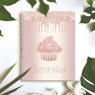 Cupcake Rose Gold Glitzer Tropfen Name glac modern Notizblock