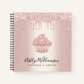 Cupcake Rose Gold Konditorei Glitzer Tropfen Notizblock (Vorderseite)