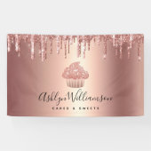 Cupcake Rose Gold Kupfer Glitzer Tropfen Bäckerei Banner (Horizontal)