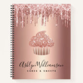 Cupcake Rose Gold Kupfer Glitzer Tropfen Bäckerei Notizblock (Vorderseite)