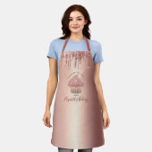 Cupcake Rose Gold Kupfer Glitzer Tropfen Bäckerei  Schürze (Getragen)