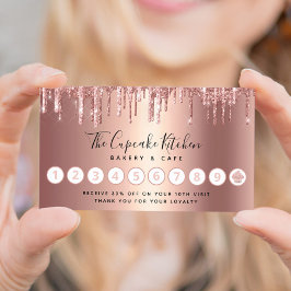 Cupcake Rose Gold Kupfer Glitzer Tropfen Bäckerei  Treuekarte
