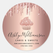 Cupcake Rose Gold Kupfer Tropfen Konditorei Koch B Runder Aufkleber (Vorderseite)