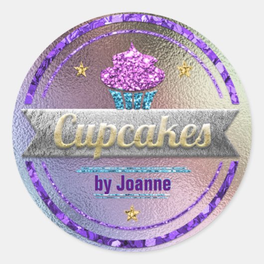 Cupcake Sales Shiny Glitzer Runder Aufkleber (Vorderseite)
