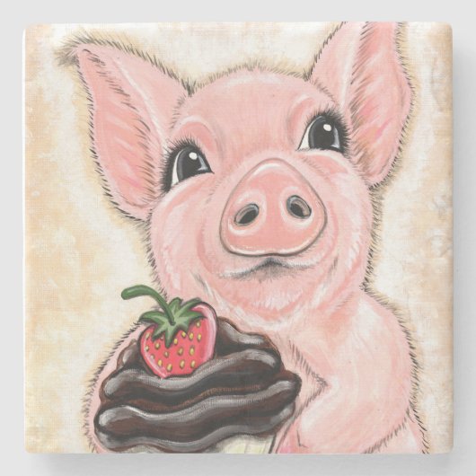 Cupcake-Schwein-Stein-Unterlage Steinuntersetzer (Vorderseite)