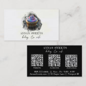 *~* Cupcake Shop 3 QR Social Media Bäckerei Visitenkarte (Vorne/Hinten)