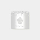 Cupcake silber Glitzer Tropfen monogramm Name mode Post-it Klebezettel (Vorderseite)