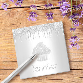 Cupcake silber Glitzer Tropfen monogramm Name mode Post-it Klebezettel