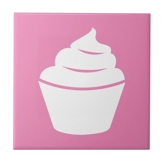 Cupcake Silhouette benutzerdefinierte quadratische Fliese (Vorderseite)