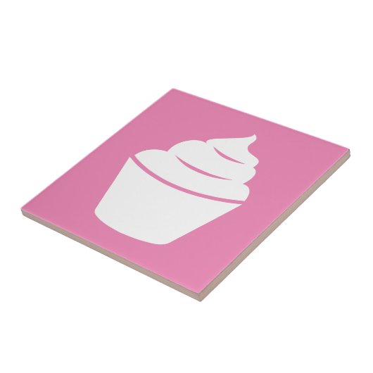 Cupcake Silhouette benutzerdefinierte quadratische Fliese (Seite)