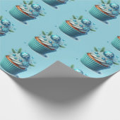 Cupcake Simple Minimal Blue Geschenkpapier (Ecke)