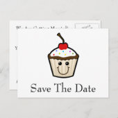 Cupcake Smile Face Ankündigungspostkarte (Vorne/Hinten)