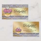 Cupcake Sparkasse Business Card Zebra Silver Visitenkarte (Vorne/Hinten)