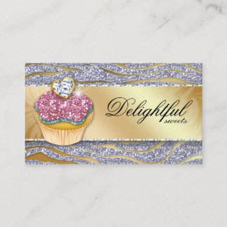 Cupcake Sparkasse Business Card Zebra Silver Visitenkarte