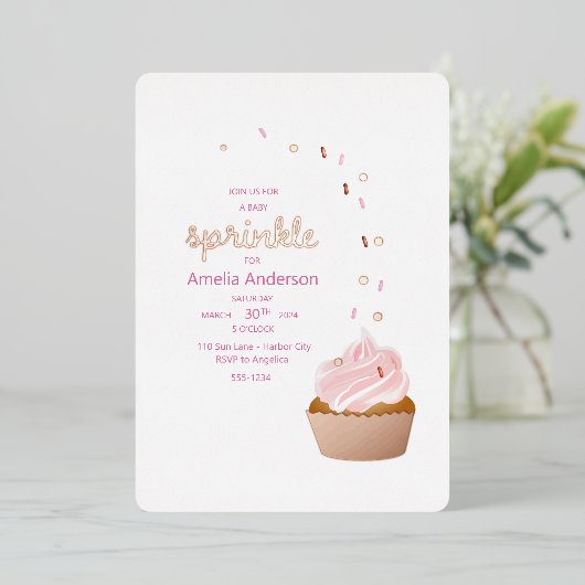 Cupcake Sprinkle Babydusche Einladungen (Stehend vorne)