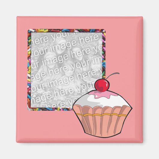 Cupcake & Sprinkles Foto Magnet (Vorne)