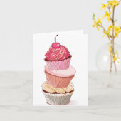 Cupcake Stack-Mitteilungskarten Karte (Gelbe Blume)