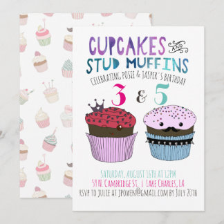 Cupcake & Stud Muffin Gemeinsame Party Einladung
