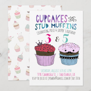 Cupcake & Stud Muffin gemeinsame Party-Einladung Einladung