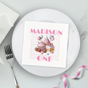 Cupcake süße Geburtstagsfeier Mädchen Wasserfarbe  Serviette