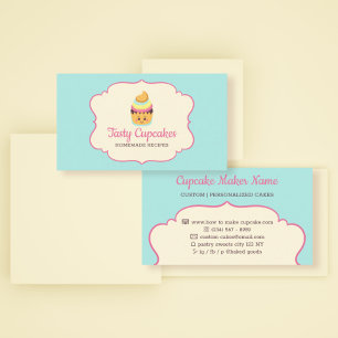 Cupcake Süßer Bäcker lecker kochen pink teal süß Visitenkarte