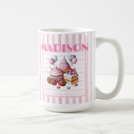 Cupcake Süßigkeiten Geburtstagsmädchen Wasserfarbe Kaffeetasse