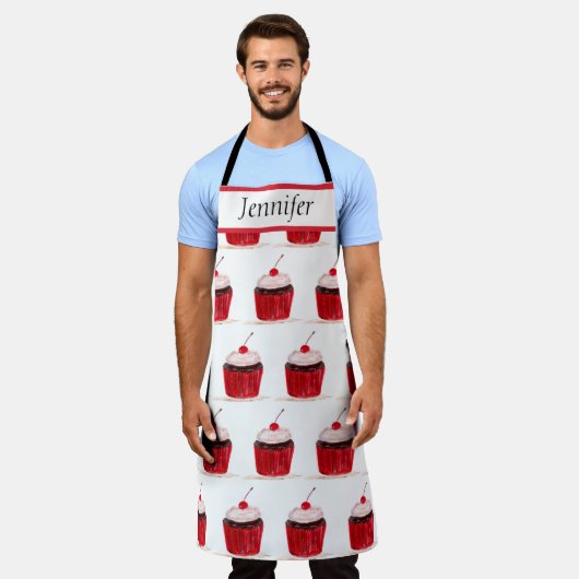 Cupcake Süßigkeiten Handgezogene Backwaren Niedlic Schürze (Getragen)