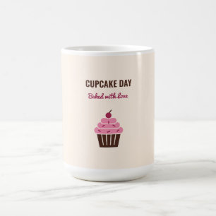 Cupcake-Tag mit Liebe gebackener rosa Cupcake Kaffeetasse
