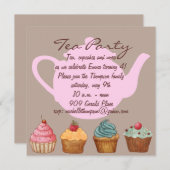 Cupcake Tea Party Geburtstag Einladung (Vorne/Hinten)
